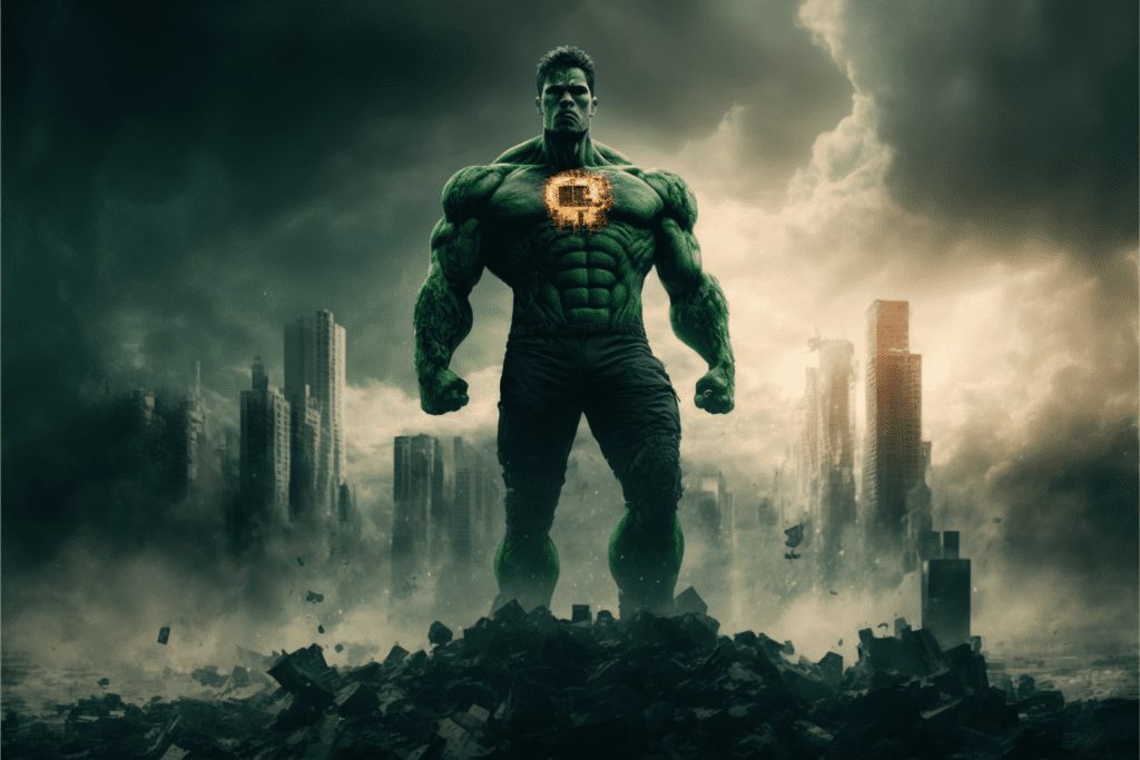 Artistic impression of the Hulk as Bitcoin - Bitcoin Foundations