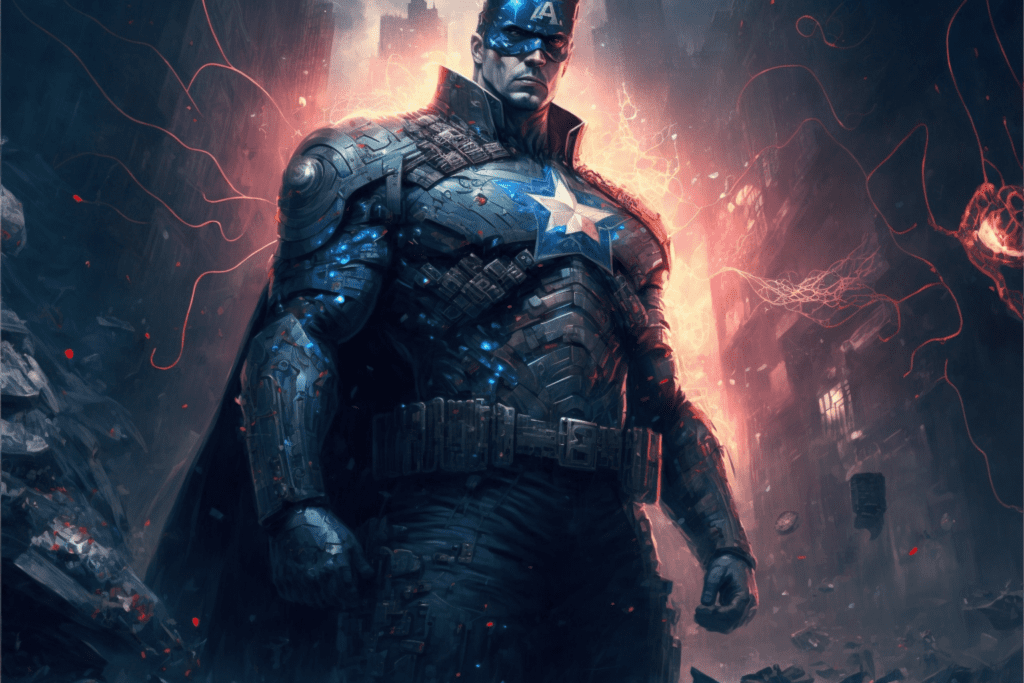 Artistic impression of Captain America as Bitcoin - Bitcoin Foundations